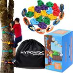 Hyponix Ninja Tree Climbing Kit – 16 Rock Climbing Holds & 8 Ratchets – Reinforced Rock Climbing Holds - Sets up Within Minutes - The Perfect Outdoor Toys for Kids 5-12