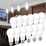 12 Pack A19 LED Light Bulbs, 100W Equivalent 13W LED Bulb, 1500 Lumens, Daylight White 5000K, E26 Base, Non-Dimmable, Energy Saving, for Home Office Shop Warehouse Garage