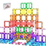 PicassoTiles 42 PCs Magnetic Tile Building Block Set with Unique See-Through Shapes Constructing Different Type of Building Playset Educational STEM Learning Kit Colorful Blocks for Kids Ages 3+