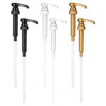 Syrup Pump, 6PCS Coffee Syrup Pump Dispenser 750ml/25.3oz, 28-400 Coffee Syrup Pumps for Glass Pump Bottle Bar Flavoring (Black, White, Gold*2)