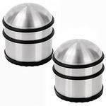 Belle Vous 2 Pack Stainless Steel Chrome Floor Door Stopper - D7 x H7.8cm / 2.76 x 3.07- Heavy Duty Anti Slip Doorstop with Protective Rubber Buffer Ring Bands - for Home, School & Office Doors