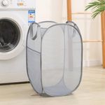 DAWNTREES Pop-Up Laundry Hamper Basket,Large Collapsible Mesh Storage Basket with Side Pocket,Applicable to Laundry, Bathroom, Kids Room, Dorm,Travel or Camping ﻿