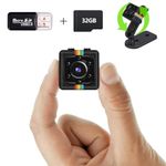 Spy Camera - No WiFi Required, Bextgoo 1080P FHD Hidden Camera with 32GB Memory Card, Mini Camera Surveillance Interieur, Night Vision, Motion Detection, Loop Recording, 360°Rotation Bracket