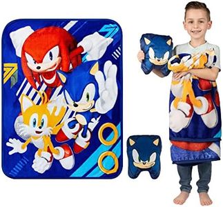 Franco Kids Bedding Super Soft Plush Decorative Pillow and Throw Set, 40 in x 50 in, Sonic The Hedgehog, Anime