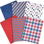 Whaline 4th of July Tissue Paper 90 Sheet Patriotic Stars Stripes Pattern Tissue Papers Bulk 6 Design Red Blue White Wrapping Paper Holiday Art Tissue for Independence Day DIY Gift Packing Party Favor