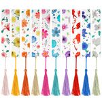 Dacitiery 10 Pcs Pressed Flower Bookmarks, Dried Flower Resin Bookmarks, Pressed Floral Reading Page Markers with Tassel Book Markers for Readers Teachers Students Graduation Birthday Gift