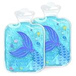 Navaris Girls Hot and Cold Packs (Set of 2) - Kids Reusable Heat and Ice Gel Pack Set - BPA-Free Compress to Cool or Warm - Mermaid Design