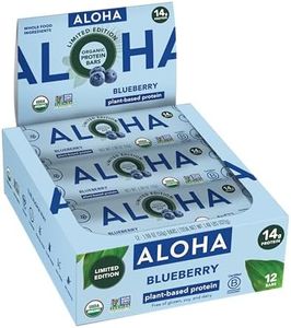 ALOHA Organic Plant Based Protein Bars - Blueberry Bars, Vegan, Low Sugar, Gluten-Free, Low Carb, Non-GMO, No Stevia, No Erythritol - 12 Count (Pack of 1)