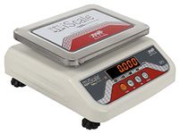 iScale i-03 30kg x 1g Digital Table Top Weighing Scale with Front and Back Red Double Display, Small Stainless Steel Pan, 7x9" (Off-White)