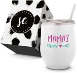 Mom Juice Mommy's Sippy Cup Wine Tumbler - New Mom - Mother's Day Tumbler with Straw - Adult Sippy Cup Mommy Juice, Mama Cup Gift - Wine Tumbler for Mom - Mom Juice Tumbler - Wine Sippy Cup