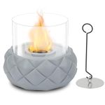 Onlyfire Smokeless Tabletop Fire Pit with Glass Wind Guard & Extinguisher, Portable Concrete Fireplace, Small Table Fire Bowl Smore Maker for Indoor Outdoor, Bio Ethanol Firepit Home Decor Gift, FP030