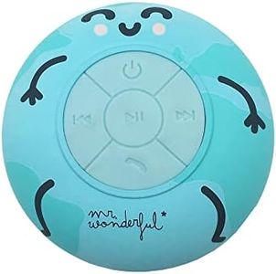 WONDEE Mr Wonderful Altavoz Ducha Bluetooth Ventosa con IPX4 Impermeable, Altavoz para Ducha Sonido Estéreo 360° y 4 Horas de Reproducción con Bluetooth 5.0 Mapamundi