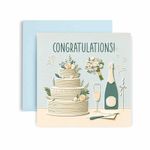 Huxters Wedding Day Card for Couple - Mr and Mrs Greeting Card- Just Married Card Champagne and Cake - Wedding Congratulations Card 14.8cm