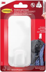 Command Crochet Utilitaire XL pour Poids Lourds – 1 Crochet Blanc et 2 Bandes Adhésives pour Intérieur, pour articles jusqu'à 4,5 kg – Pas de clous, pas de trous, pas de perçage