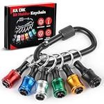 Upgrade, Push to Unlock,katerk 6pcs 1/4 inch Hex Shank Aluminum Alloy Screwdriver Bits Holder Light-weight Quick-change Extension Bar Keychain Drill Screw Adapter Change Portable, With Black Carabiner