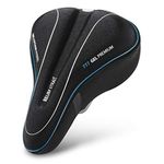 USHAKE Bike Gel Seat Cushion Cover for Unbeatable Comfort & Durability During Mountain, Exercise, Outdoor & Indoor Cycling Rides - 8x11.5 inches with Gel Padding & Ergonomic Design Blue…