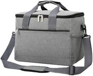 iknoe 33L Large Cooler Bag - Foldable,Waterproof,Leakproof Lunch Bag with Shoulder Strap and Handle,Thick Aluminum Foil Insulation,Multiple Pockets for Lunch,Picnic,Beach,Camping,Travel (Grey)