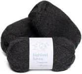 Highland Haven - 100% Highland Wool Yarn Set of 3 Skeins (150 Grams) Fingering Weight - Sourced Directly from Peru - Heavenly Soft and Perfect for Knitting and Crocheting (Fingering, Charcoal Gray)