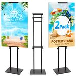 VAIIGO 2Pack Poster Stand for Display, Heavy Duty Floor Standing Sign Holder, Double-Sided Poster Board Stand, Adjustable Height Up to 80 inch, Outdoor Banner Stand for Board & Foam Display, Black