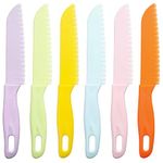 FACATH 6 Pieces Plastic Kid Kitchen Knife Set, Reusable Nylon Chef Knife Children's Safe Cooking Knives for Baking, Fruit, Bread, Cake, Lettuce Knife, Salad Knife