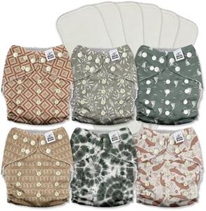 Mama Koala 3.0 Pocket Cloth Diapers for Babies with AWJ Lining, 6 Pack with 6 5-Layer Natural Cloth Diaper Inserts - Reusable and Washable Pocket Diapers(A-Calm Spring)