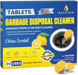 Bastion Garbage Disposal Cleaner Deodorizer Tablets - 24 Pack (1 Year Supply) Powerful Foaming XL 15g Fresh Citrus-Scented Foam Freshener Tabs Clean, & Eliminate Garburator Disposer Sink Odors