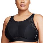 Glamorise Women's Plus Size No-Sweat Mesh Sports Bra Wirefree #1068, Black, 34G