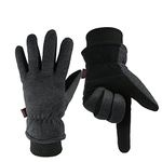 OZERO Winter Warm Gloves: Windproof Thermal Gloves for Men Women -30°F Water Resistant Ski Gloves Deerskin Suede Leather Palm Polar Fleece for Cycling Skiing Hiking Driving Running (Grey M)