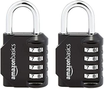 Amazon Basics 4-Digit Combination Padlock, Black, 2-Pack