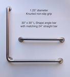 Grab Bars Canada 30'' x 30'' L Shape grab bar with matching 24'' straight bar (1.25'' Diameter Knurled)