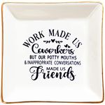 Coworker Gifts for Women Funny Ring Dish-"Work made us coworkers Friends", Coworker Leaving Gifts for Women, Coworker Birthday Gifts for Women, Goodbye Thank You Retirement Farewell Gifts for Coworker