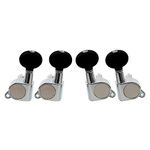 Musiclily 2R2L Sealed Ukulele Tuners Tuning Pegs Keys Machine Heads Set,Chrome with Black Button