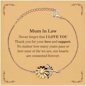 CUCOLUS To My Mum In Law Appreciation Sunflower Bracelet Thank you Gifts for Mother Father Day Birthday Gifts for Mum In Law Never forget that I LOVE YOU Thank you for your love and support