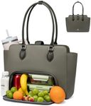 LOVEVOOK Lunch Tote Bag for Women, 2-in-1 Work Tote Bag with Lunch Compartment, Insulated Lunch Bag & 15.6 Inch Laptop Bag for Women, Ideal for Teacher, Nurse and Camping Use, Dark-Grey Green