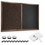 Navaris Combination Chalk and Cork Board - 60 x 90 cm Magnetic Chalkboard Combo Notice Board with Pine Wood Frame - Includes Chalk, Push Pins, Magnets