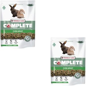Versele-Laga Complete Cuni Adult | Paquete Doble | 2 x 500 g | Alimento Completo para Conejos Adultos | Sabrosos pellets Todo en uno | con Fibras largas y Hierbas