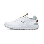 PUMA Mens Ignite Articulate Leather Golf Shoes - White-Silver - 10.5