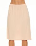 MANCYFIT Women's Half Slips for Under Dresses Non Cling Under Skirt Slips with Single Side Slits Nude Small