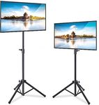 PYLE LED TV Tripod Stand - 2 Pcs Portable TV Stand, Foldable TV Stand Mount, Fits LCD Flat Panel Screen TV Up to 32" w/Adjustable Tilt & Height, 22lbs Weight Capacity, VESA 75, 100 - PTVSTNDPT3215X2