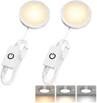 ANTOTEN 2 Pack Puck Lights 5V Single USB Powered,3 Color Temperature Adjustable & Dimmable Under Cabinet Light,with Memory Function for Kitchen Cabinet,Wardrobe,Showcase