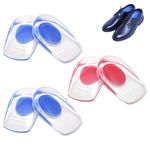 3 PCS Gel Heel Cups Silicone Heel Cup Pads Invisible Transparent Gel Heel Pads Heel Cups and Cushions Absorbing Support Heels Shoe Comfort Inserts for Women Men Reusable (Blue Pink)