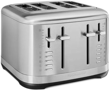 KitchenAid Stainless Steel KMT4109 1800W Easy Clean and Extra Wide 3.1cm 4 Slice Toaster, High-Lift Lever, 7 Settings for Bagels, Crumpets, Muffins