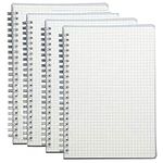 4 Pack A5 Spiral Notebook Grid, 160-Page 80-Sheet 5.5 x 8 inch, Graph Paper Quad Ruled Notebooks for School Supplies, College Students