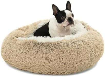 Charlie's Pet Dog Cat Cushioned Snookie Calming Hooded Bed Faux Fur Plush Corncob Material with a Hood Design and Anti Slip Base - Cream Artic White Small 60x60x15cm