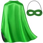 Kids Superhero Capes and Mask - Green Super Hero Cape for Halloween, Boys Girls Christmas, Birthday Parties (Green)