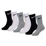 NIKE Young Athletes Kids Colorful Crew Socks (6 Pair),7C-10C Shoe/ 4-5 Sock