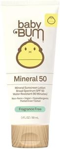 Baby Bum SPF 50 Sunscreen Lotion | Mineral UVA/UVB Face and Body Protection for Sensitive Skin | Fragrance Free | Travel Size | 3 FL OZ
