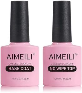 AIMEILI Gel Nail Polish No Wipe Top and Base Coat Set, Shine Finish and Long Lasting, Soak Off Gel Nail Lacquer - 2 x 10ml