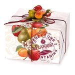 FLAMIGNI, Artisan Italian Panettone Contadino with Pear, Peach, Apple and Candied Apricot, with Glazed with Hazelnuts, Almonds and Sugar, Without Raisins, Package with Decoration, 1kg