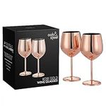 Oak & Steel - Elegant Large Wine Glasses, 550ml - Unbreakable Glass Gift Set for Home Bar, Wedding, Anniversary, Birthday Party (2, Rose Gold)